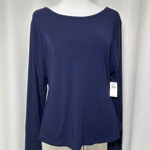 NWT Gap Fit Yoga Top Women’s XL Blue Back Cut Out Long Sleeve Moisture Wicking